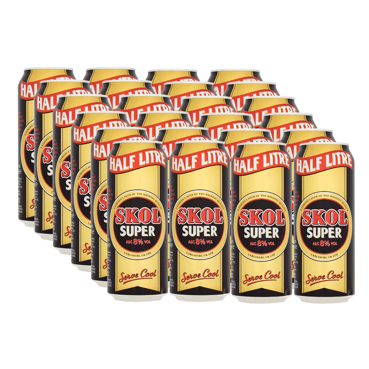 Skol Super 8% Strong Lager Can 500ml - 24 Pack