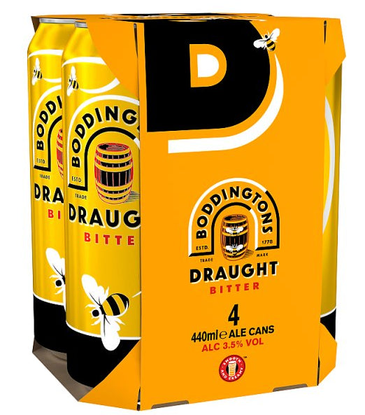 Boddingtons Draught Bitter Beer Cans 440ml - 4 Pack